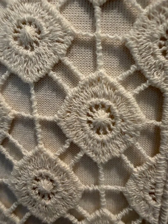 Rebellion Cream Crochet Fringe Open-Front Cardigan - Picture 9 of 9